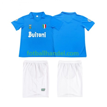 Barn Fotballdrakter SSC Napoli 1987 Hjemme Retro 1988 Kortermet
